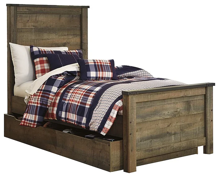 Trinell Twin Panel with Underbed Storage Bed in Warm Rustic Oak B446S-TWIN