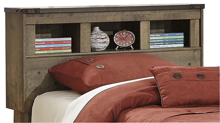 Trinell Twin Bookcase Headboard in Warm Rustic Oak B446-63 FedEx/UPS