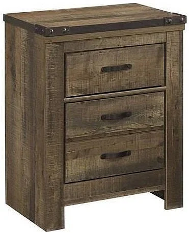 Trinell 2 Drawer Nightstand in Warm Rustic Oak B446-92 FedEx/UPS