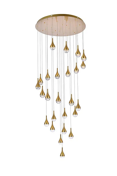 Elegant Amherst 42 In. Led Chandelier in Satin Gold 3825D42SG