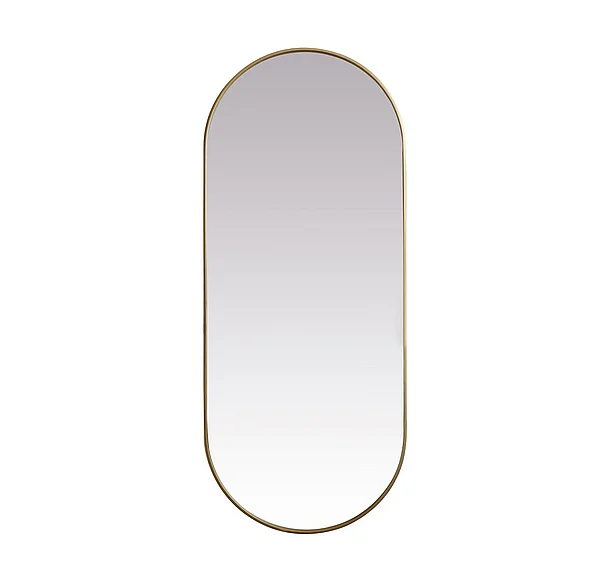 Elegant Metal Frame Oval Mirror 30X72 In. in Brass MR2A3072BRS