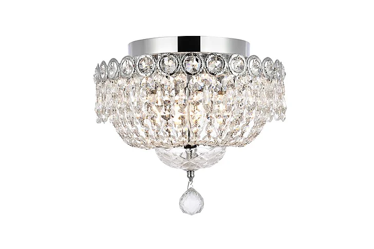 Elegant Century 4 Light Chrome Flush Mount Clear Royal Cut Crystal V1900F12C/RC CLOSEOUT