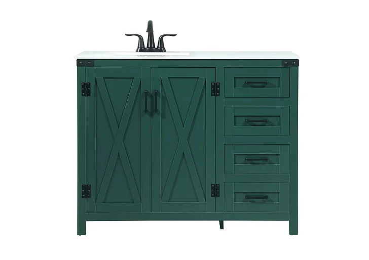 Elegant 42 In. Single Bathroom Vanity in Green VF90242MGN