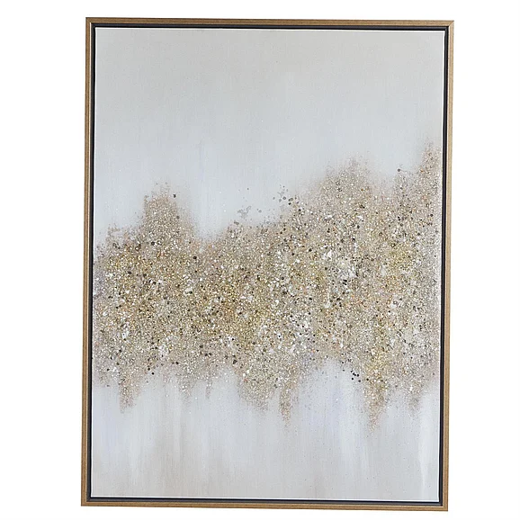 UMA CosmoLiving by Cosmopolitan Gold Canvas Geode Glitter Flakes Living Room Framed Wall Art with Gold Frame, 30" x 2" x 40" | 87879