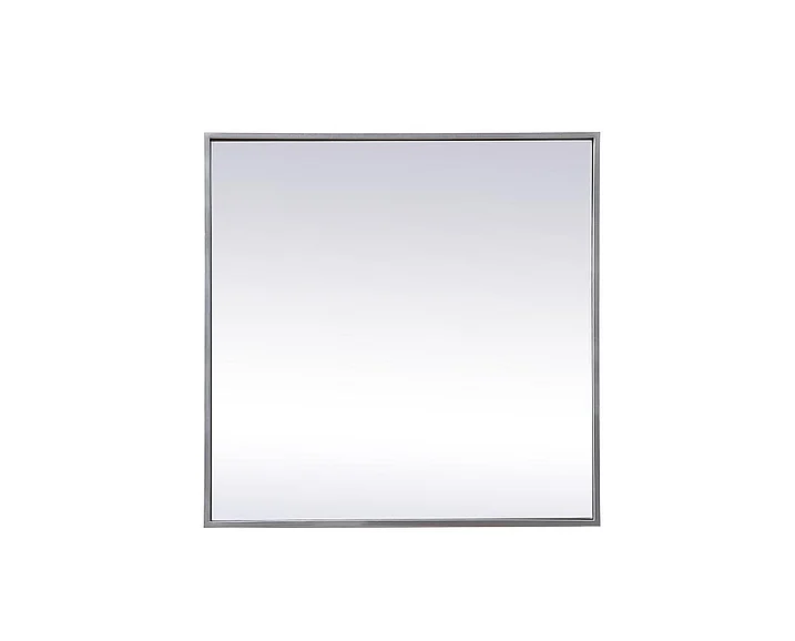 Elegant Metal Frame Square Mirror 24 In. in Silver MR42424S