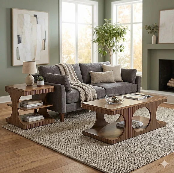 Finn & Louise (Lineage) Manhattan Valley 3pc Occasional Table Set in Vintage Chestnut