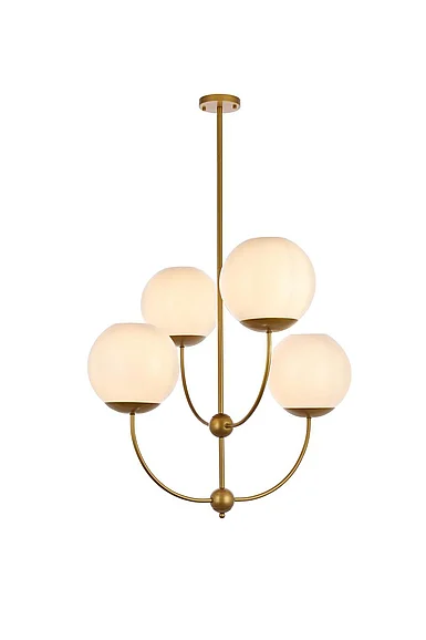 Elegant Lennon 31.5 In. Pendant in Brass with White Shade LD653D30BR CLOSEOUT