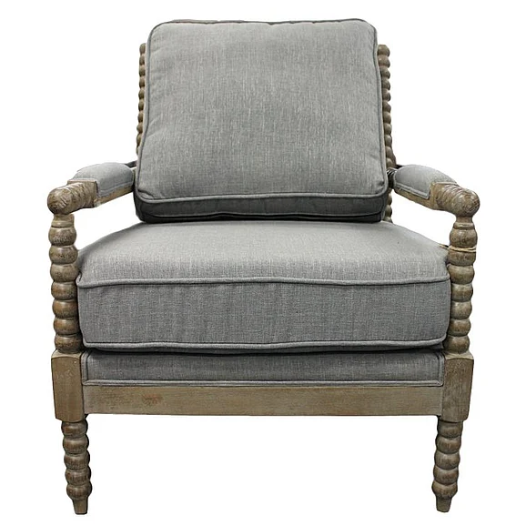 Moti Furniture Upholstery Linen Occasional Chair in Gray