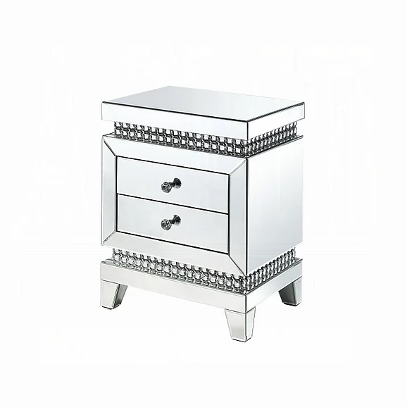 ACME Lotus Accent Table in Faux Ice Cube Crystals 88054