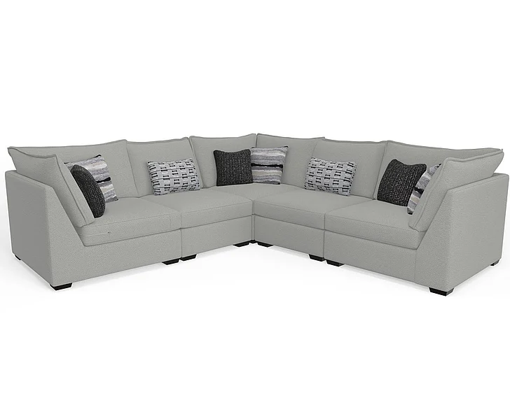 Corinthian Gabrielle 5pc Sectional Set in Cassio-Grey
