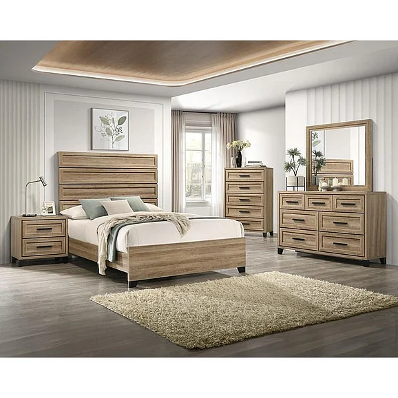 Crown Mark Jameson 2pc Panel Bedroom Set in Natural
