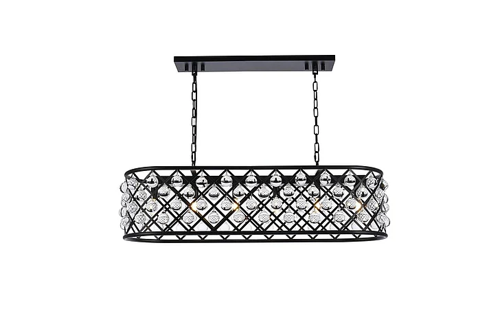 Elegant Madison 6 Light Matte Black Chandelier Clear Royal Cut Crystal 1215G40MB/RC