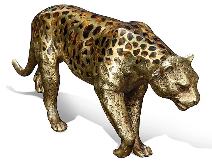 Maitland-Smith Prowling Leopard Sculpture in Gold 89-1803 CLOSEOUT