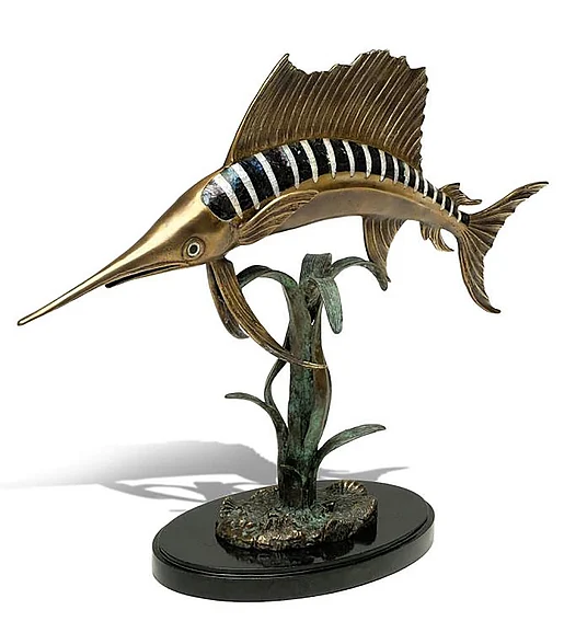 Maitland-Smith Mighty Sailfish Sculpture in Gold 89-1808 CLOSEOUT
