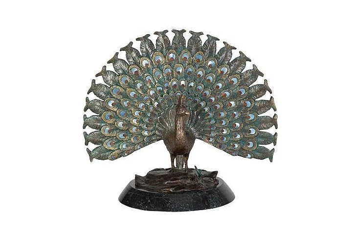 Maitland-Smith Puffed Peacock Sculpture 89-1819