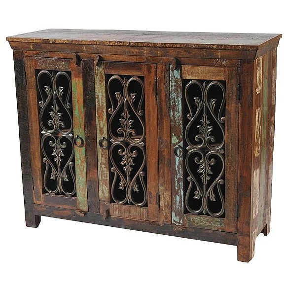 Moti Furniture Beech 3 Iron Door Buffet in Wood