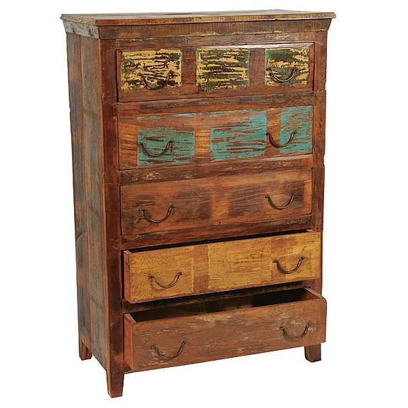 Moti Furniture Beech 5 Drawer Chest in Wood