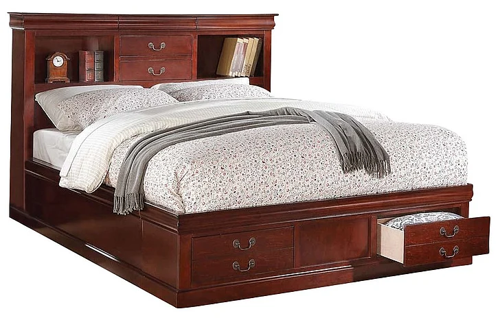 ACME Louis Phillipe III King Bed w/ Storage in Cherry 24377EK