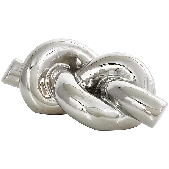 UMA Silver Ceramic Knot Abstract Decorative Sculpture, 12" x 6" x 4" | 89083 CLOSEOUT