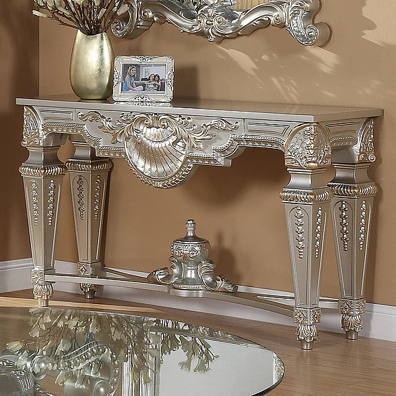 Homey Design HD-8908S Console Table in Silver HD-CON8908S