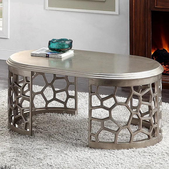 Homey Design HD-8912SG Coffee Table in Silver Grey HD-C8912S