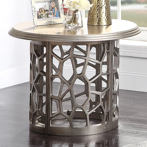 Homey Design HD-8912SG End Table in Silver Grey HD-E8912S
