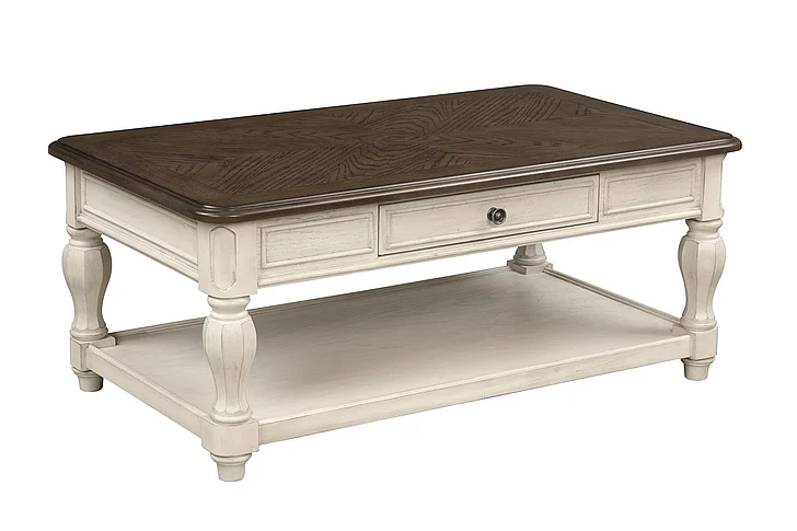 Emma Mason Signature Oxford Crest Cocktail Table in White/Ebony