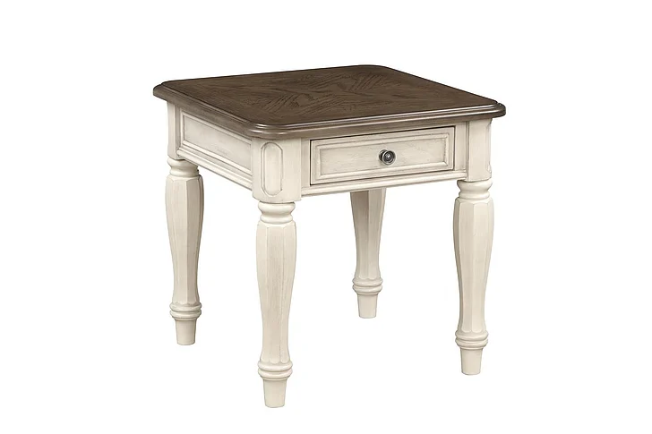Emma Mason Signature Oxford Crest End Table in White/Ebony