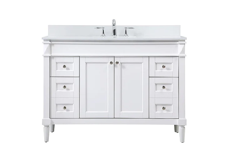 Elegant 48 In. Single Bathroom Vanity in White with Backsplash VF31848WH-BS