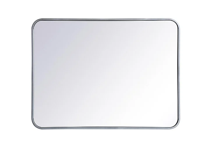 Elegant Soft Corner Metal Rectangular Mirror 24X32 In. in Silver MR802432S