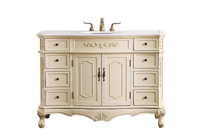 Elegant 48 In. Single Bathroom Vanity Set in Light Antique Beige VF10148LT