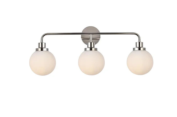 Elegant Hanson 3 Lights Bath Sconce in Polished Nickel with Frosted Shade LD7034W28PN