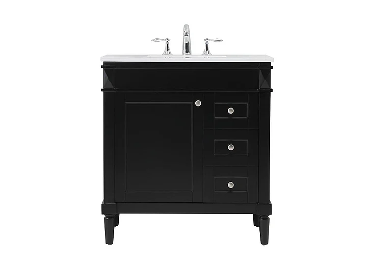 Elegant 32 In. Single Bathroom Vanity in Black VF31832BK