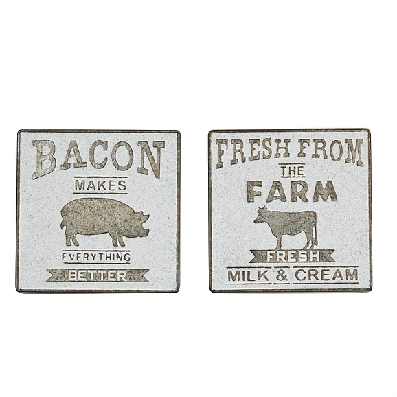 UMA White Metal Sign Wall Decor, Set of 2 16, 16H | 89533 CLOSEOUT
