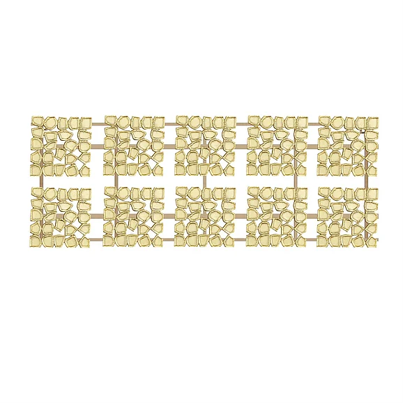 UMA Gold Aluminum Metal Geometric Wall Decor with Hammered Designs, 53" x 1" x 20" | 89574 CLOSEOUT