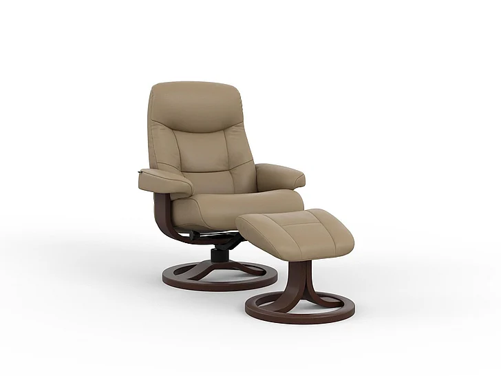 Fjords Muldal R Large Recliner with Footstool - Manual in NL Sandel/Chocolate 896501-001-012 CUSTOM ITEM