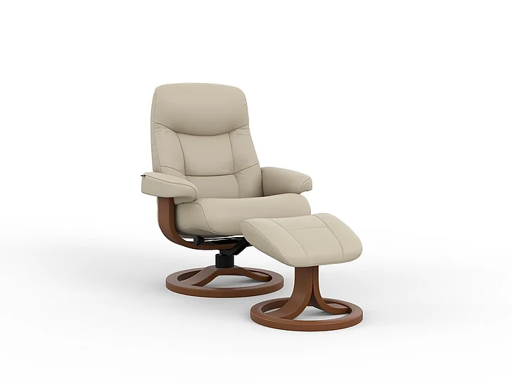 Fjords Muldal R Small Recliner with Footstool - Manual in NL Dove/Walnut CUSTOM ITEM