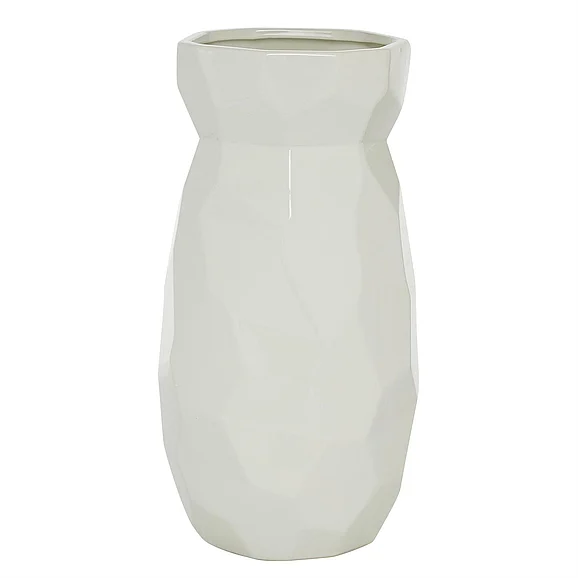 UMA CosmoLiving by Cosmopolitan White Ceramic Geometric Vase, 8" x 8" x 16" | 89715 CLOSEOUT