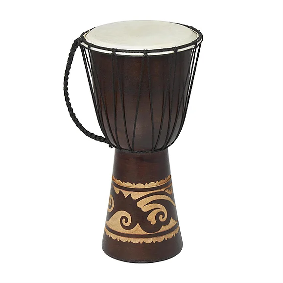 UMA Brown Wood Drum Handmade Djembe Decorative Sculpture with Rope Accents, 9" x 10" x 16" | 89847