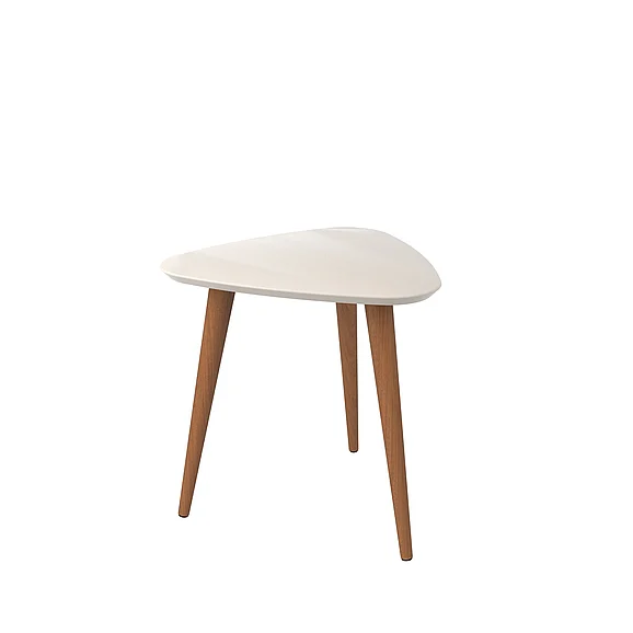 Manhattan Comfort Utopia 19.88" High Triangle End Table With Splayed Wooden Legs in Off White 89852