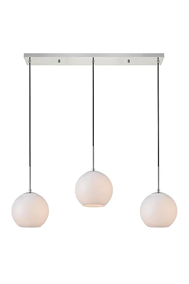 Elegant Baxter 3 Lights Chrome Pendant with Frosted White Glass LD2237C