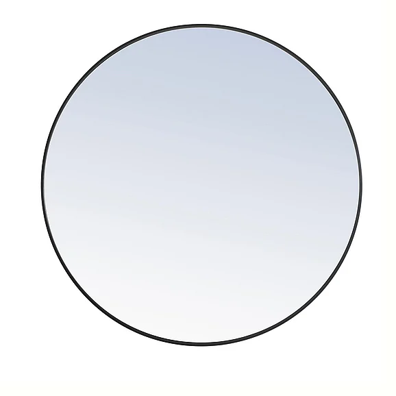 Elegant Metal Frame Round Mirror 42 In. Black Finish MR4044BK