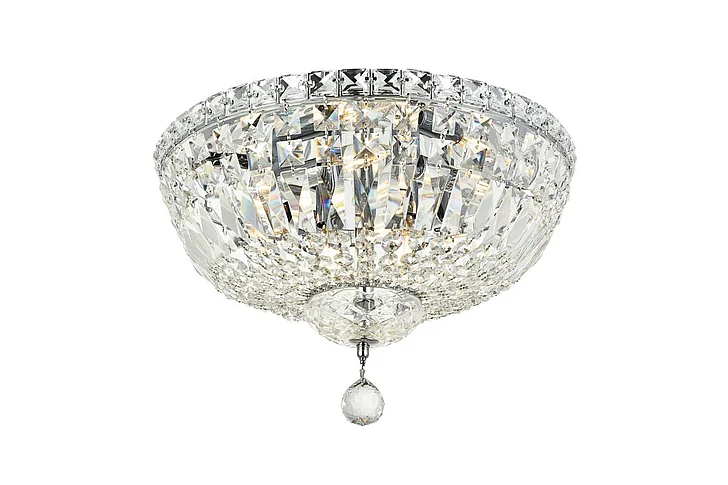 Elegant Tranquil 6 Light Chrome Flush Mount Clear Royal Cut Crystal V2528F16C/RC