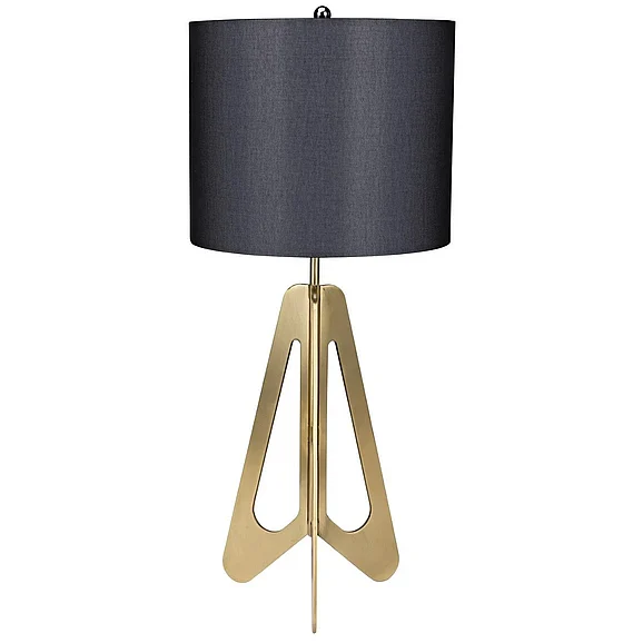 Noir Furniture Candis Lamp with Black Shade in Metal with Brass LAMP667MBSH