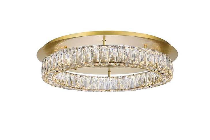 Elegant Monroe Led Light Gold Flush Mount Clear Royal Cut Crystal 3503F26G