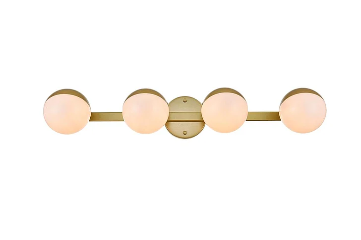 Elegant Majesty 4 Light Brass and Frosted White Bath Sconce LD7305W29BRA CLOSEOUT