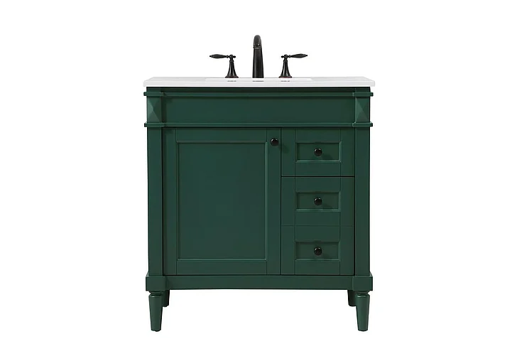 Elegant 32 In. Single Bathroom Vanity in Green VF31832GN