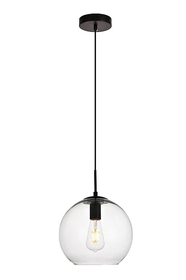 Elegant Placido Collection Pendant D9.8 H9.8 LT:1 Black and Clear Finish LDPD2113