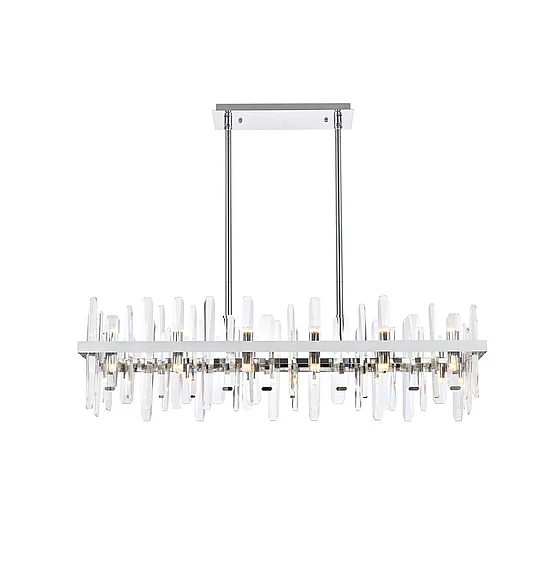 Elegant Serena 42 In. Crystal Rectangle Chandelier in Chrome 2200G42C
