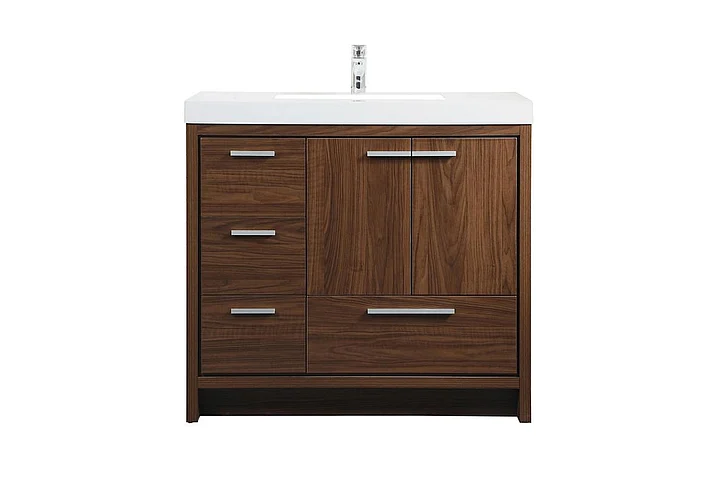 Elegant 36 In. Single Bathroom Vanity in Walnut VF46036MWT